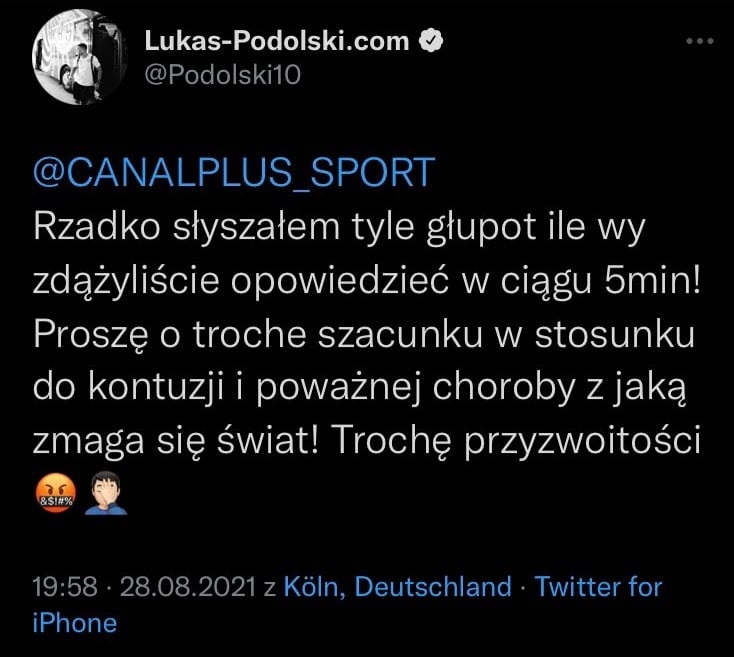 TWEET Podolskiego, który po kilku minutach ZOSTAŁ USUNIĘTY